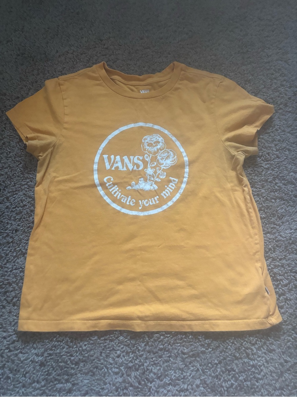 Vans Mustard Yellow Short Sleeve Graphic Tee with White Logo
